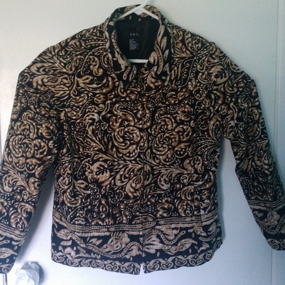 RQT Full Zip Jacket Size10 Dark Floral Linen Blend